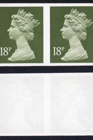 SGX955a 18p Deep Olive-grey Phosphorised Paper  IMPERF PAIR U/M Cat 100 pounds