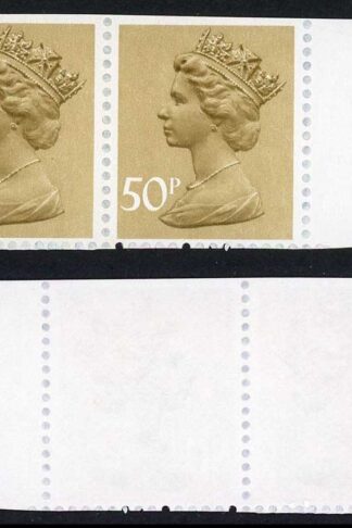 50p Phosphorised Paper Pair imperf at top