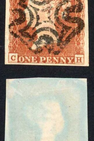1841 Penny Red (CH) Plate 19 Fine Four Margins (creased) Cat 60 pounds