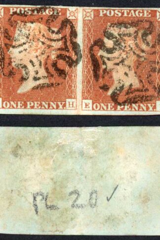 1841 Penny Red (EH/EI) Plate 20 Pair Variety Open NE Corner Cat 160++ pounds