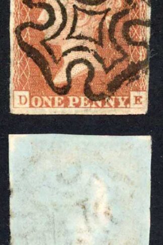1841 Penny Red (DE) Plate 21 Four Margins Double Letter Cat 75 pounds