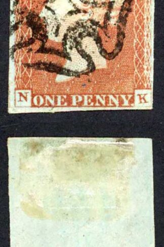1841 Penny Red (NK) Plate 23 Four Margins GREENOCK Cross Cat 250 pounds