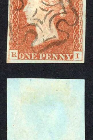 1841 Penny Red (RI) Plate 25 Fine Four Margins SUPERB EDINBURGH Cross Cat 120 p