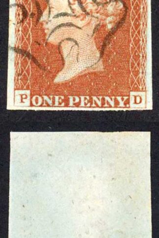 1841 Penny Red (PD) Plate 26 Fine Four Margins EDINBURGH Cross Cat 120 pounds