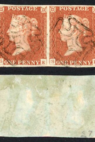 1841 Penny Red (SE/SF) Plate 27 PAIR with KELSO Crosses Cat 1400++ pounds