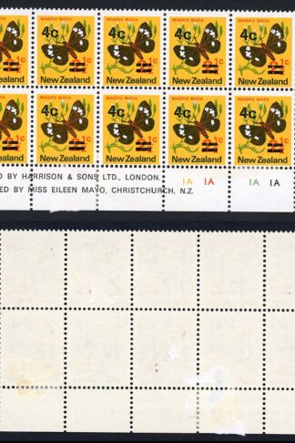 New Zealand SG957cb 4c on 2 1/2c Surch Doubled one ALBINO Cat 360 pounds