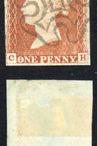 1841 Penny Red (CH) Plate 30 Four Margins (Crease) EDINBURGH Cross Cat 120 poun