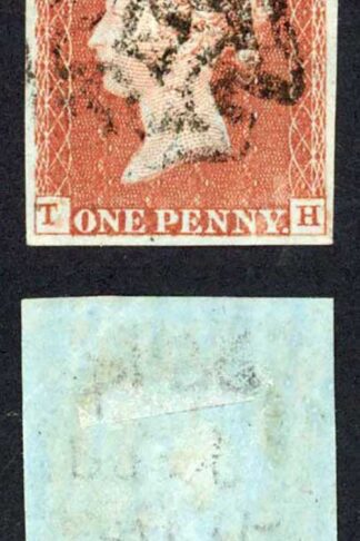 1841 Penny Red (TH) Plate 33 Fine Four Margins BRIGHTON Cross Cat 375 pounds