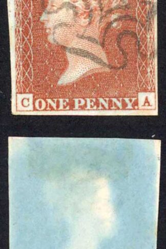 1841 Penny Red (CA) Plate 37 Fine Four Margins EDINBURGH Cross Cat 120 pounds