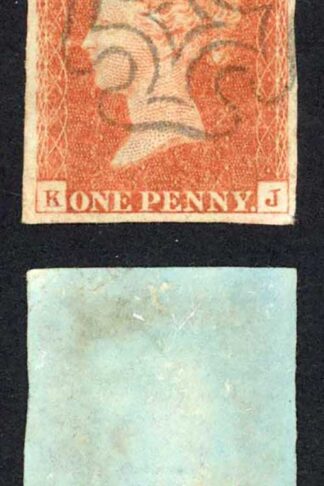 1841 Penny Red (RJ) Plate 38 Four Margins (Horizontal Crease) EDINBURGH Cross