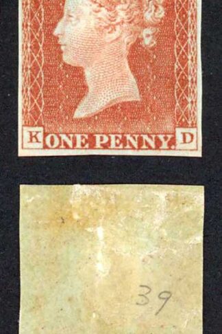 1841 Penny Red (KD) Plate 39 MINT (M/M Original Gum) Creased