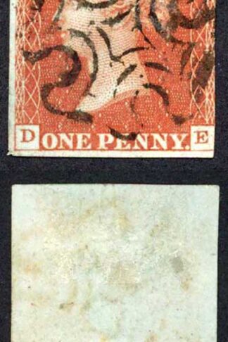 1841 Penny Red (DE) Plate 45 Three Margins Black Cross Cat 150 pounds