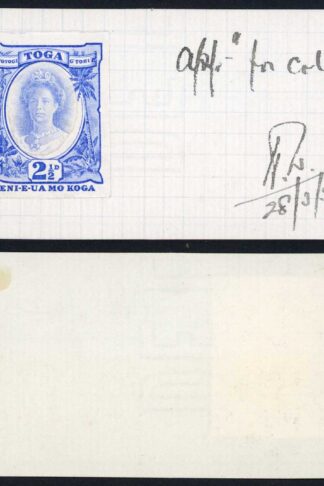 Tonga PASTE UP Proof for SG59 ex De La Rue archives Very RARE