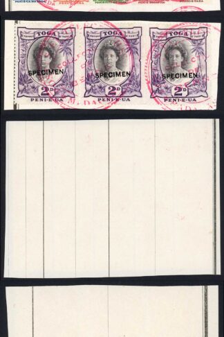 Tonga SG 57s 58s 60s-3s Strips of Three Ex Madagascar Specimen archive