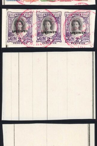 Tonga SG 57s 58s 60s-3s Strips of Three Ex Madagascar Specimen archive