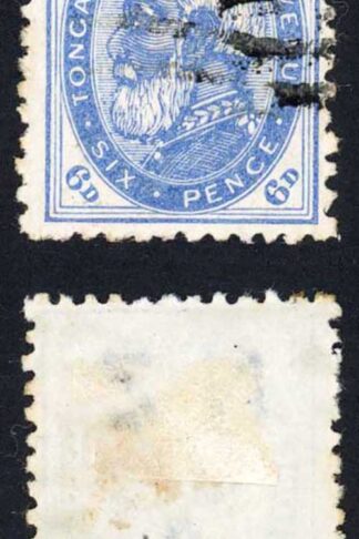 Tonga SG3 6d Blue Perf 11.5 All-round Stated to be Ex JH Abbott Harmers 1968