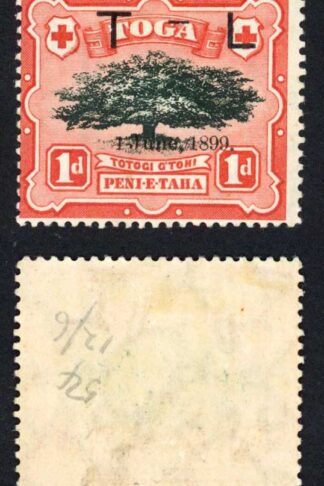 Tonga SG54 1d with 2mm hyphen M/M Cat 45 pounds