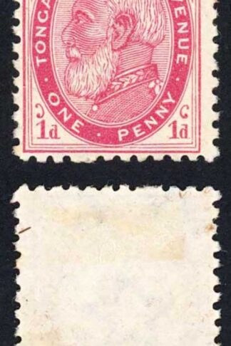 Tonga SG1b 1d Carmine Perf 12 x 11.5 Mint no gum Cat 13 pounds