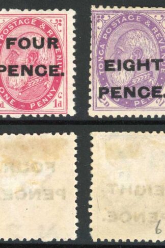 Tonga SG5/6 1891 Surcharge Set M/M (hinge remainders) Cat 54.50 pounds
