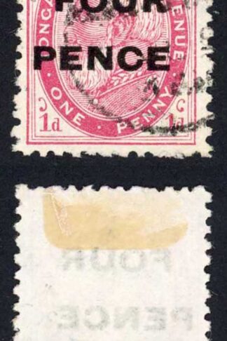 Tonga SG5/a 4d on 1d No Stop after Pence used Cat 140 pounds