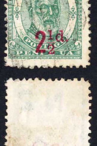 Tonga SG16 2 1/2d on 2d Green in Carmine used Cat 16 pounds