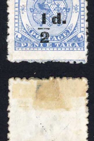 Tonga SG19 1/2d on 1d in Black Mint (no gum) Cat 50 pounds