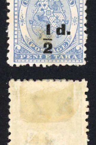 Tonga SG19 1/2d on 1d in Black M/M (stain) short bar Cat 50 pounds