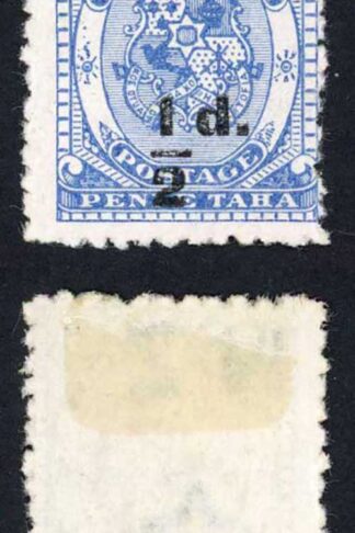 Tonga SG19 1/2d on 1d in Black Mint (no gum) Cat 50 pounds
