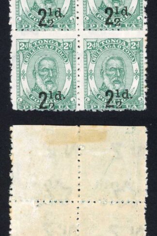 Tonga SG20 2 1/2d on 2d in Black M/M Bottom left stamp Raised Dot Cat 100+ poun