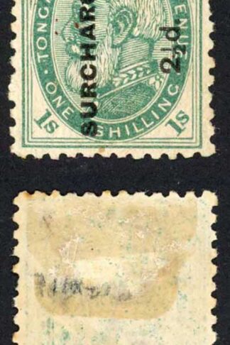 Tonga SG24ba 2 1/2d on 1/- Perf 12 x 11.5 Missing Stop M/M Cat 90 pounds