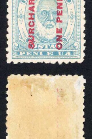 Tonga SG25 1d on 2d Pale Blue No Gum Cat 60 pounds