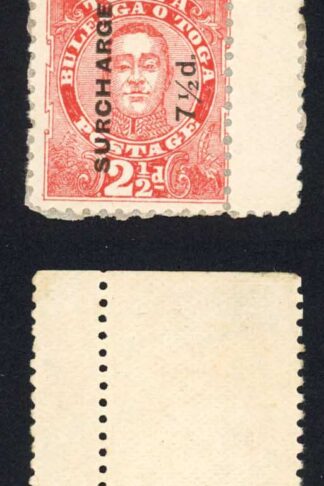Tonga SG31 7 1/2d on 2 1/2d Vermilion Mint (no gum) Cat 75 pounds