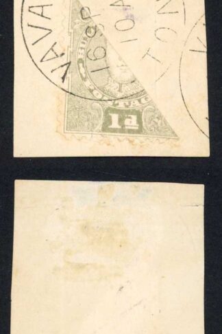 Tonga SG32 1d Olive-green Bisected on Piece 16th Sept 1895 (correct date)