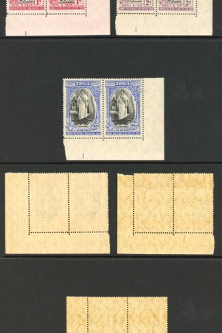 Tonga SG71/3 1938 20th Ann Set of 3 M/M PLATE Number PAIRS Cat 80 ++pounds