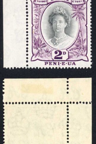 Tonga SG76a 2d Die 3 Corner example U/M (mounted in the margin) Cat 13 pounds