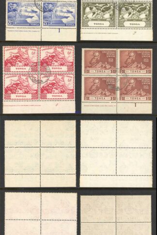 Tonga SG88/91 1949 UPU Plate Blocks used Cat 30 pounds