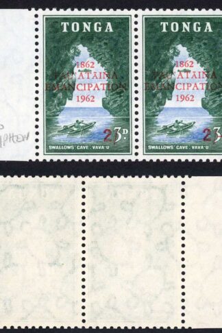 Tonga SG126a 2/- missing fraction bar in a U/M Pair Cat 14.50 pounds
