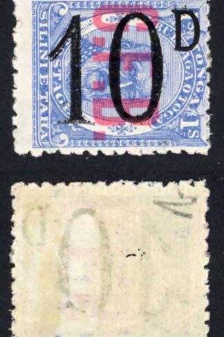 Tonga SGO10 10d on 1/- Ultramarine M/M (hinge remainder) Cat 50 pounds