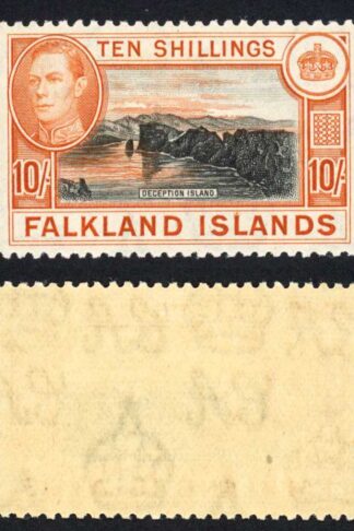 Falkland Is SG162 10/- Black and Orange-brown M/M Cat 200 pounds