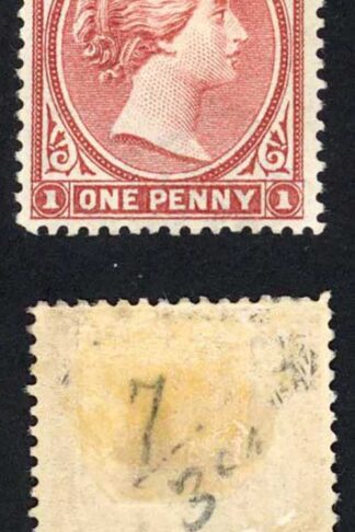 Falkland Is SG8 1d Brownish Claret Wmk CA S/ways Mint part gum Cat 110 pounds