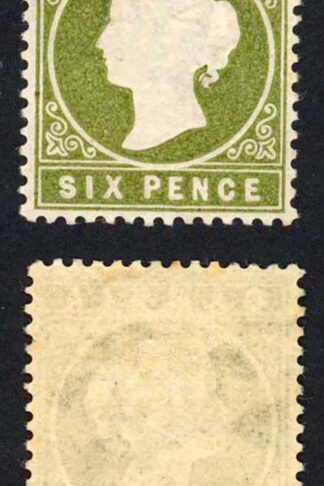 Gambia SG32 6d Yellowish Olive-green wmk CA sideways M/M Cat 100 pounds
