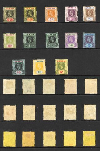Gambia SG86/102 KGV Set wmk Mult CA inc shades M/M Cat 225++++ pounds