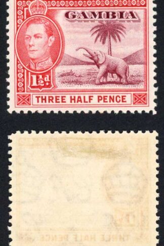 Gambia SG152 1 1/2d Brown-lake and Carmine M/M A Scarce Stamp Cat 300 pounds