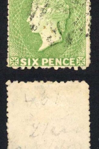 St Vincent SG26a 6d Light Yellow-green Wmk upright Cat 32 pounds