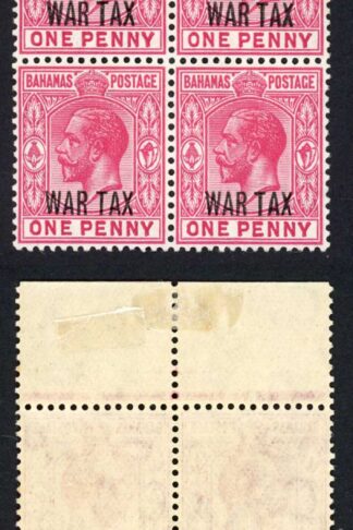 Bahamas SG97 1d Block of 4 (3 x U/M) Cat 20 pounds
