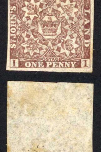 Newfoundland SG1 1d Brown-purple Thick Mesh Paper Part gum (toned) Cat 200 poun