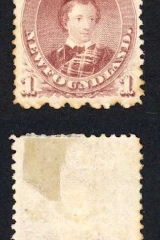 Newfoundland SG35 1c Purple Brown Type 2 No Gum (toned) Cat 150 pounds
