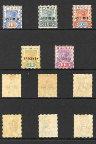 Seychelles SG1/8 Set of 8 Die i SPECIMEN Set M/M Cat 225 pounds