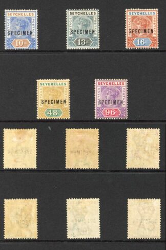 Seychelles SG1/8 Set of 8 Die i SPECIMEN Set M/M Cat 225 pounds