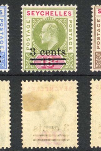 Seychelles SG57/59 Overprint Set of 3 M/M Cat 18 pounds